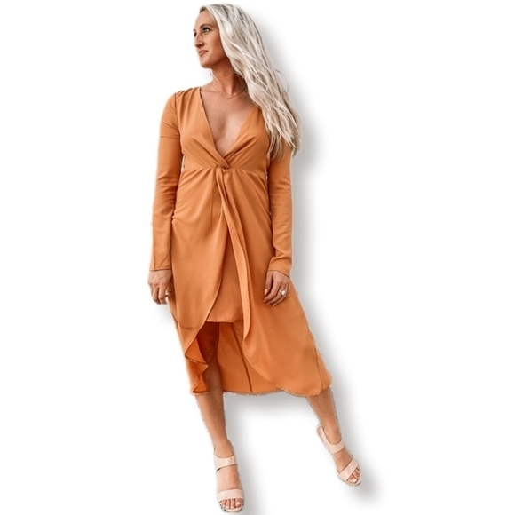 Honey Belle High-low Twist Front Marigold Dress - Picture 1 of 12